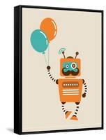 Hipster Vintage Robot With Balloons - Retro Style Card-Marish-Framed Stretched Canvas