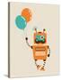 Hipster Vintage Robot With Balloons - Retro Style Card-Marish-Stretched Canvas