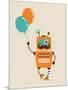 Hipster Vintage Robot With Balloons - Retro Style Card-Marish-Mounted Art Print