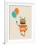 Hipster Vintage Robot With Balloons - Retro Style Card-Marish-Framed Art Print