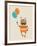 Hipster Vintage Robot With Balloons - Retro Style Card-Marish-Framed Art Print