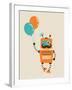 Hipster Vintage Robot With Balloons - Retro Style Card-Marish-Framed Art Print