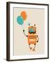 Hipster Vintage Robot With Balloons - Retro Style Card-Marish-Framed Art Print