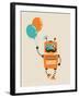 Hipster Vintage Robot With Balloons - Retro Style Card-Marish-Framed Art Print