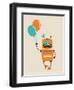 Hipster Vintage Robot With Balloons - Retro Style Card-Marish-Framed Art Print