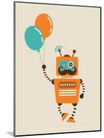 Hipster Vintage Robot With Balloons - Retro Style Card-Marish-Mounted Art Print