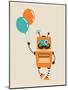 Hipster Vintage Robot With Balloons - Retro Style Card-Marish-Mounted Art Print