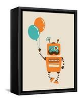 Hipster Vintage Robot With Balloons - Retro Style Card-Marish-Framed Stretched Canvas