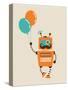 Hipster Vintage Robot With Balloons - Retro Style Card-Marish-Stretched Canvas