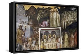 Hiram and Construction of Tower of Babel, Abraham Hosting Three Angels, Sodom and Gomorrah-Giusto de' Menabuoi-Framed Stretched Canvas