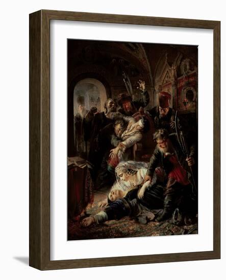 Hired Assassins Killing Tzar Boris Fyodorevich Godunov's Son, 1862-Konstantin Egorovich Makovsky-Framed Giclee Print