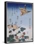 Hirondelle et pie sur fraisier et bégonia-Katsushika Hokusai-Framed Stretched Canvas