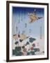 Hirondelle et pie sur fraisier et bégonia-Katsushika Hokusai-Framed Giclee Print