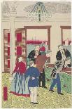 Foreigners at Billiard Game, Late 19th Century-Hiroshige III-Framed Stretched Canvas