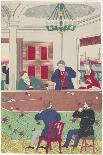 Foreigners at Billiard Game, Late 19th Century-Hiroshige III-Framed Premium Giclee Print