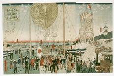 Japanese Navy Testing a Hot Air Balloon in Tsukiji, 1877-Hiroshige III-Stretched Canvas