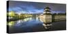 Hiroshima Castle at Dusk, Hiroshima, Hiroshima Prefecture, Japan-Ian Trower-Stretched Canvas