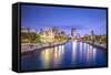 Hiroshima, Japan City Skyline on the Otagawa River.-SeanPavonePhoto-Framed Stretched Canvas