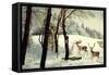 Hirsche Am Waldrand Im Winter, Schneereich-null-Framed Stretched Canvas