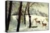 Hirsche Am Waldrand Im Winter, Schneereich-null-Stretched Canvas