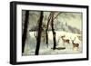 Hirsche Am Waldrand Im Winter, Schneereich-null-Framed Giclee Print