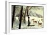 Hirsche Am Waldrand Im Winter, Schneereich-null-Framed Giclee Print