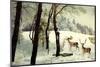 Hirsche Am Waldrand Im Winter, Schneereich-null-Mounted Giclee Print