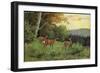 Hirsche, Junge Rehkitze Und Hirsche Am Waldesrand-null-Framed Giclee Print