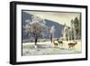 Hirsche Und Rehe Im Winter, Weißer Hirsch, Schneereich, Tallandschaft-null-Framed Giclee Print