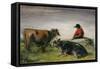 Hirte mit Kühen. Um 1885-Wilhelm Busch-Framed Stretched Canvas