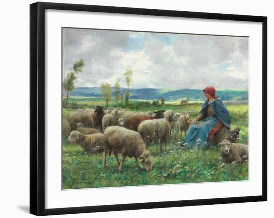 Hirtin mit ihren Schafen-Julien Dupré-Framed Giclee Print