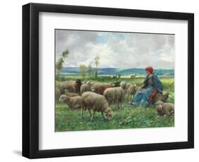 Hirtin mit ihren Schafen-Julien Dupré-Framed Premium Giclee Print