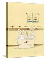 His and Her Bunnies in Tub-Debbie McMaster-Stretched Canvas