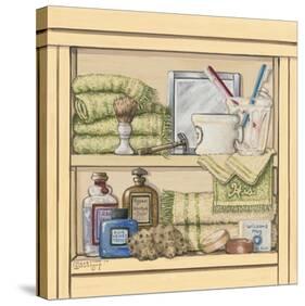 His Bathroom Shelf-Janet Kruskamp-Stretched Canvas