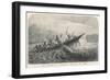 His Boat is Rammed by a Hippopotamus Displeased Because Its Young Have Been Shot by the Expedition-null-Framed Art Print