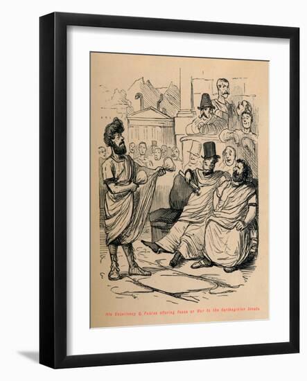 'His Excellency Q Fabius offering Peace or War to the Carthaginian Senate', 1852-John Leech-Framed Giclee Print