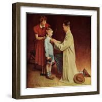 His First Day at School-Norman Rockwell-Framed Giclee Print