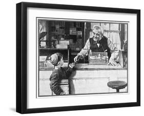 His First Pencil (or Boy and Shopkeeper)-Norman Rockwell-Framed Giclee Print