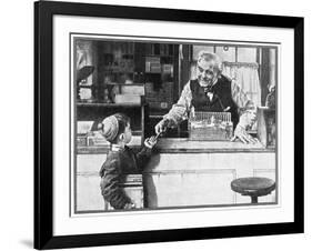 His First Pencil (or Boy and Shopkeeper)-Norman Rockwell-Framed Giclee Print