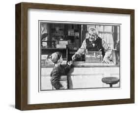 His First Pencil (or Boy and Shopkeeper)-Norman Rockwell-Framed Giclee Print