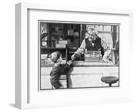 His First Pencil (or Boy and Shopkeeper)-Norman Rockwell-Framed Giclee Print