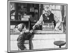 His First Pencil (or Boy and Shopkeeper)-Norman Rockwell-Mounted Giclee Print