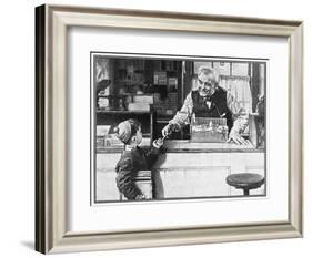 His First Pencil (or Boy and Shopkeeper)-Norman Rockwell-Framed Giclee Print