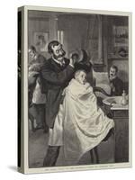 His First Visit to the Barber's, Hard or Medium, Sir?-Robert Barnes-Stretched Canvas