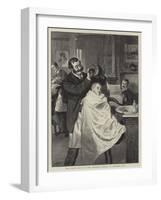 His First Visit to the Barber's, Hard or Medium, Sir?-Robert Barnes-Framed Giclee Print