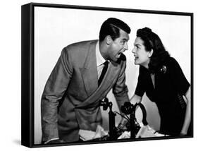 HIS GIRL FRIDAY, 1940 directed by HOWARD HAWKS Cary Grant and Rosalind Russell (b/w photo)-null-Framed Stretched Canvas