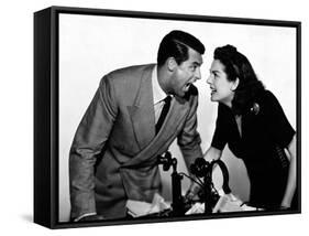 HIS GIRL FRIDAY, 1940 directed by HOWARD HAWKS Cary Grant and Rosalind Russell (b/w photo)-null-Framed Stretched Canvas