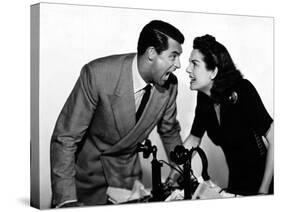 HIS GIRL FRIDAY, 1940 directed by HOWARD HAWKS Cary Grant and Rosalind Russell (b/w photo)-null-Stretched Canvas