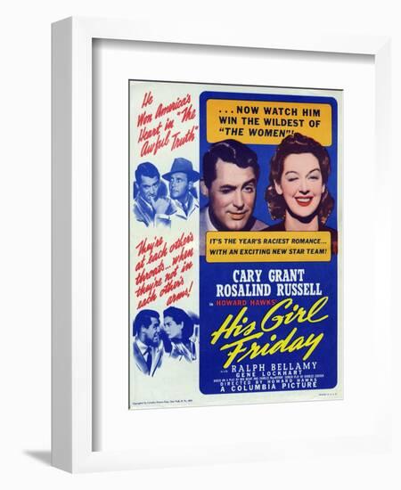 His Girl Friday, 1940-null-Framed Art Print