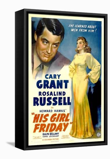 His Girl Friday, Cary Grant, Rosalind Russell, 1940-null-Framed Stretched Canvas